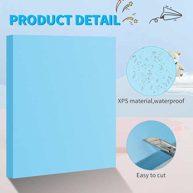 LuckyFoam Blue 4 Pack 15x12x1 inch Foam Sheets 1 Inch Thick | Polystyrene Rectangles XPS Foam Board Craft for Insulating DIY Modeling Art Supplies - Image 4