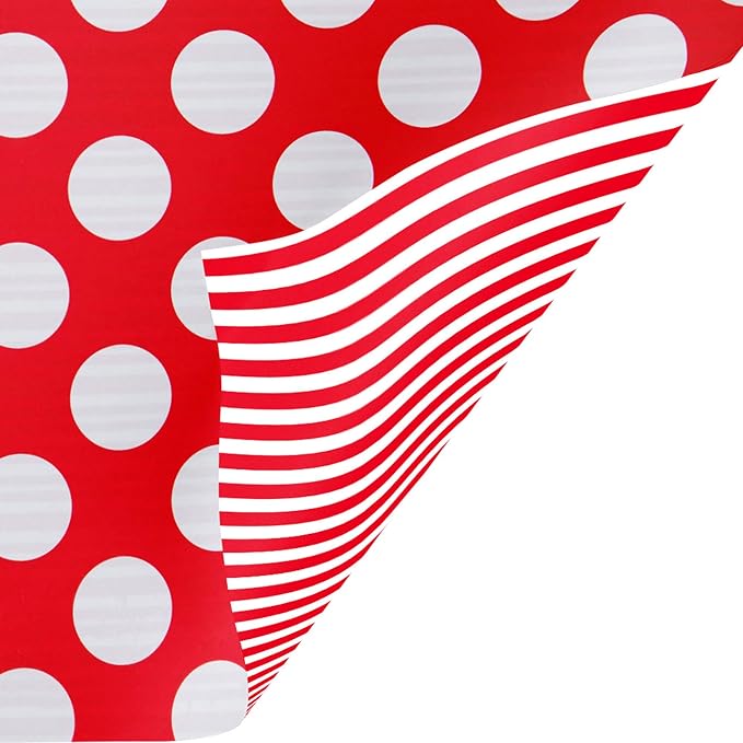 Jillson Roberts Bulk Gift Wrapping Paper, Two-Sided Red Dot & Stripe, Full Ream 833' x 24" by JillsonRoberts
