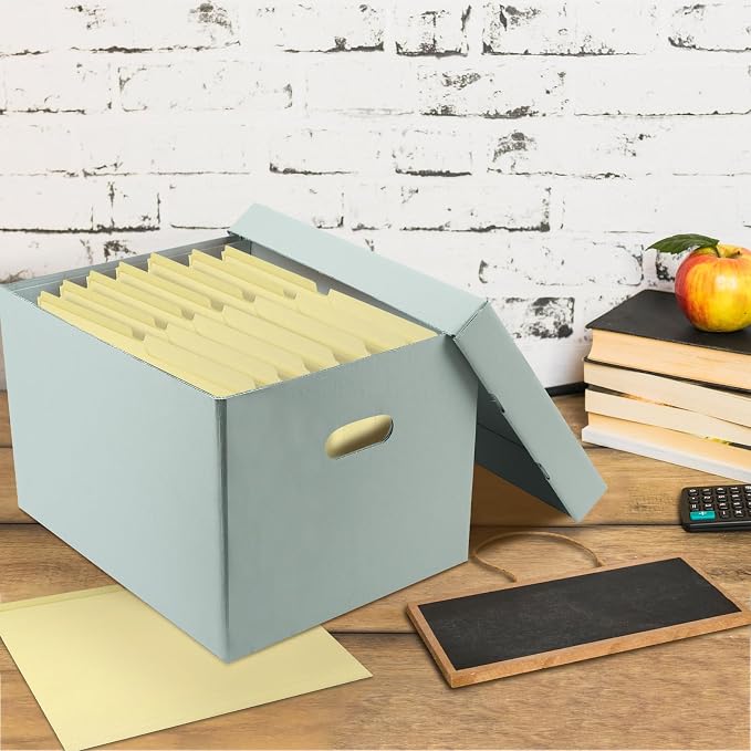 Lineco, Archival Storage Cartons, 12x15x10 in, Blue Gray, Pack of 5 | Ready-To-Assemble Filing Boxes for Organizing and Storing Documents, Prints, or Photos, Acid-Free, Buffered Corrugated Board - Image 3