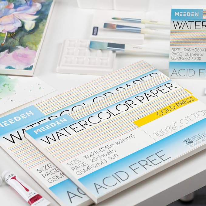 MEEDEN Cotton Watercolor Paper Block: 9" x 12" Cold Pressed of 20 Sheets | 140lb/300gsm 100% Cotton Watercolor Paper Pad, Acid-free Art Paper for Painting, Drawing, Watercolor, Gouache, Ink and More - Image 6