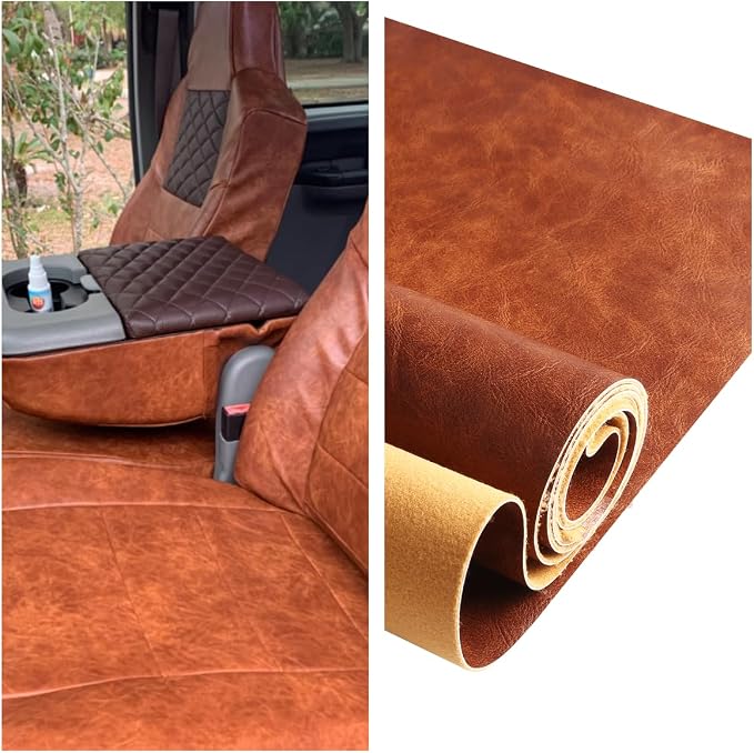 Premium Faux Leather Upholstery Fabric 1.2mm Thickness，Waterproof Upholstery Leather Distressed Bark Fabric 10 Yards Roll(Black,Shipped as a 360"x54" Roll) - Image 7