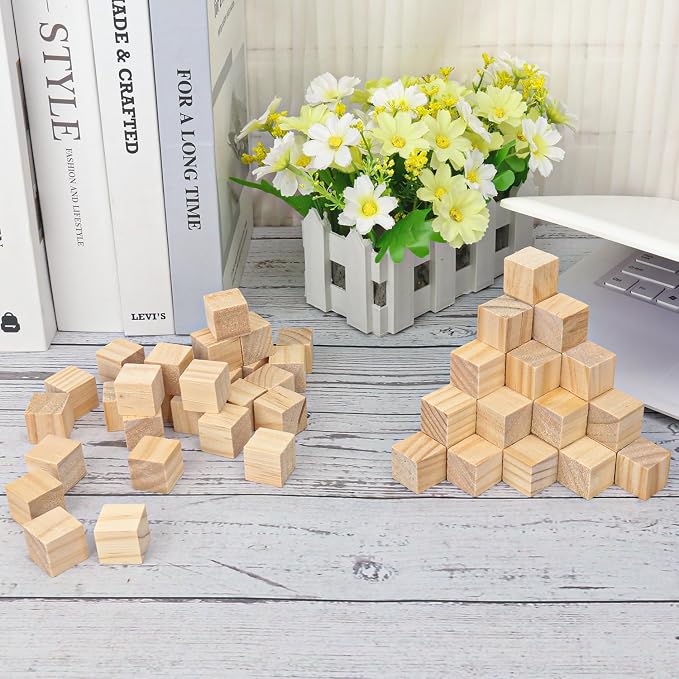 1000 PCS Premium 0.79 Inch Wooden Cubes, Natural Pine Wood Cubes for Crafts, Wood Blocks Ready for Artistic DIY Projects-Unleash Creativity with Blank Wood Blocks - Image 4