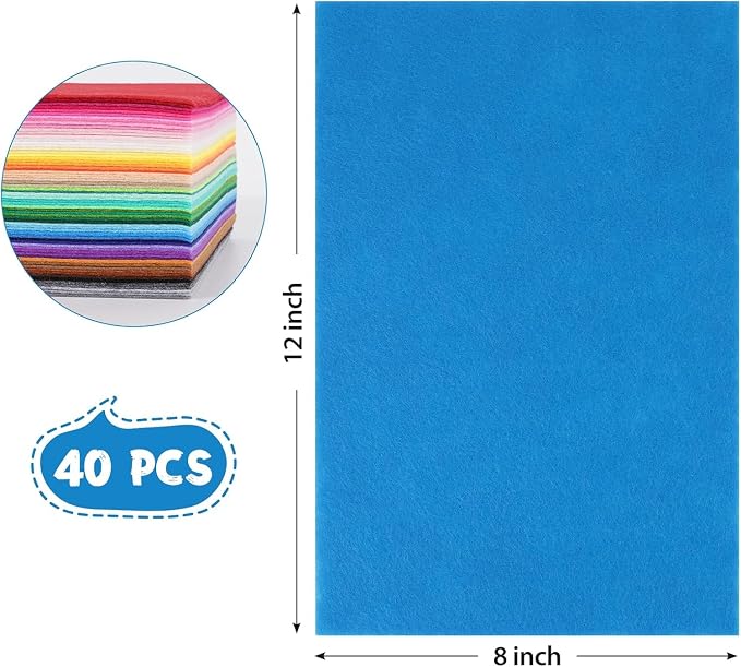 12x8 Inch 40 Pcs Felt Sheets for Crafts, 40 Colors Craft Supplies | Kotay - Image 2