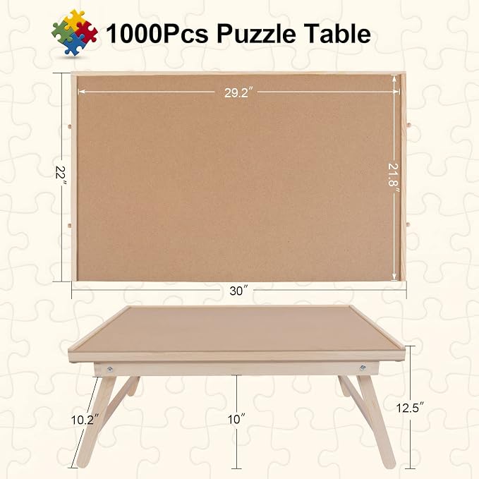 1000 Piece Wooden Folding Puzzle Table with 4 Drawers - Image 2