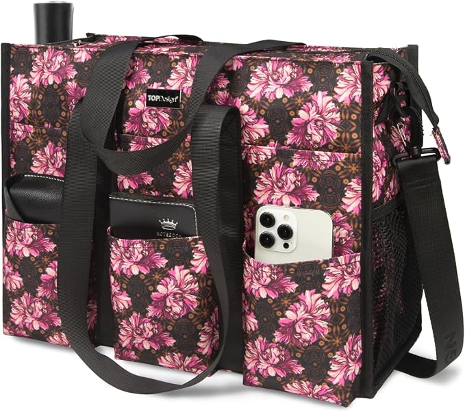 TOPDesign Utility Water Resistant Tote Bag with 22 Pockets, Top Zipper Closure & Thick Bottom Support, for Working Women - Image 2