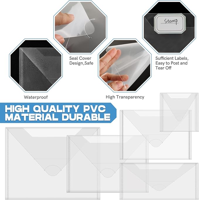 Briartw 100 Pack 4.75x4.75" Square Storage Bag,Resealable Plastic Envelopes Pockets for Cutting Dies Stencil Crafts Organizer Holder,Clear Storage Envelopes for Clear Stamp,Die Cuts,Scrapbook Paper - Image 3