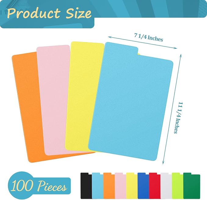 Lewtemi 100 Pcs Comic Book Dividers Multicolor Frosted Card Separator with Tabs Large Plastic Comic Book Dividers for Books Storage Boxes, 10 Assorted Colors, 7.25 x 11.25 Inch - Image 2