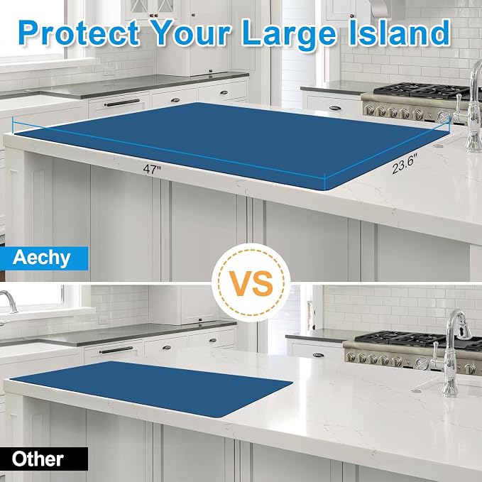 Silicone Mats for Kitchen Counter 47"x23.6"x0.08”, Largest Heat Resistant Mat Shipped Rolled Up Kitchen Island Silicone Countertop Protector Mat Nonslip Extra Large Counter Mat, Blue | Largest Size, Heat Resistant, Nonslip, Extra Large Countertop Prote... - Image 6