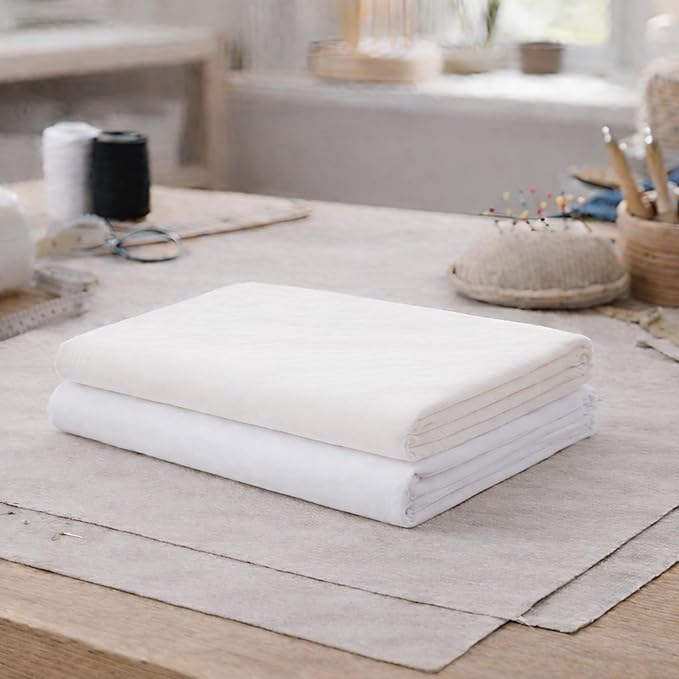 100% Cotton Fabric 2 Yards 59 Inch Width Natural Color | Muslin Fabric for Embroidery Sewing Quilting Backing Lining DIY Garments Crafts - Image 4