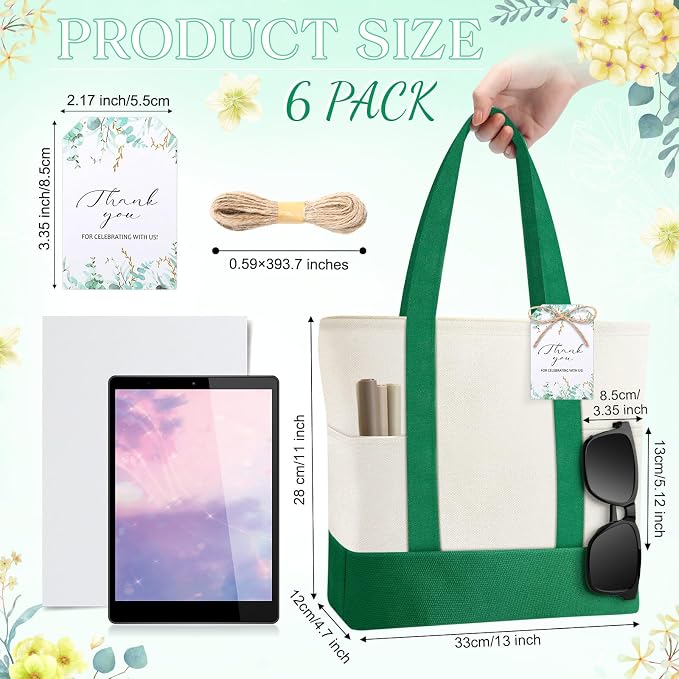 Shinylin Mini Canvas Tote Bags with 2 Pockets | Bulk Small Sublimation Canvas Tote, Reusable Grocery Bag for Women, DIY Craft - Image 2