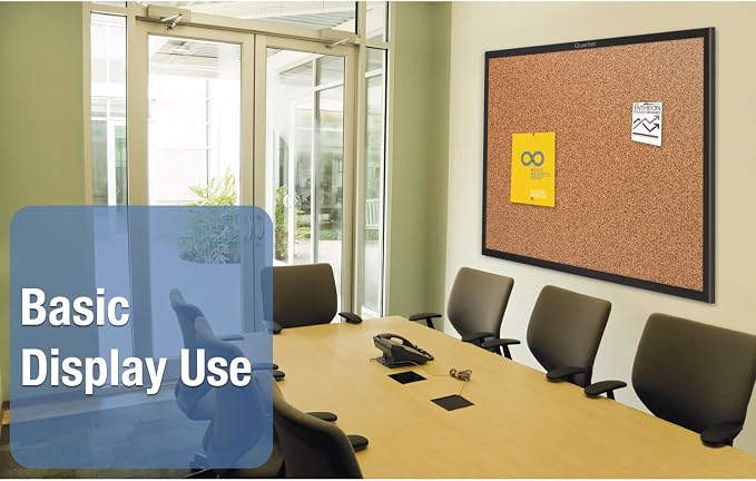 Quartet Cork Bulletin Board 60"W x 36"H Pin Board, Black Aluminum Frame (2305B) - Image 7