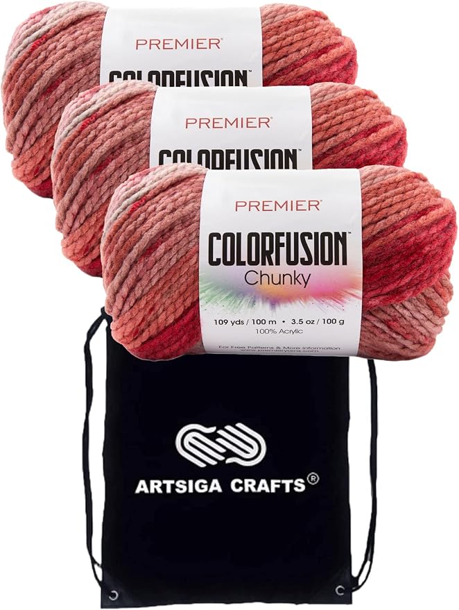 Premier Yarns Colorfusion Chunky Vintage 1174-15 | 3 Skeins, Same Dye Lot, Project Bag, #5 Bulky-Chunky, 100% Acrylic, Ideal for Crochet or Knitting Afghans, Blankets, Throws by Premier