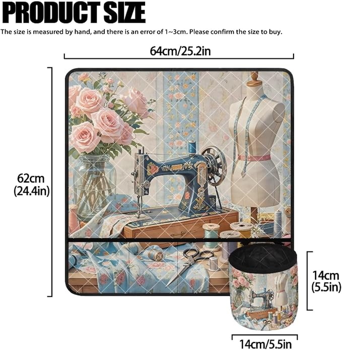 Sewing Element Sewing Machine Mat & Dust Cover, Set Of 2 Non Slip Sewing Machine Mats Compatible with Most Standard Sewing Machines & Supplies Kits - Image 3