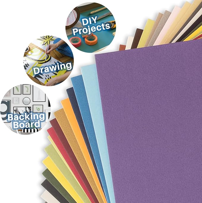 Golden State Art 8x10 Uncut Mat Boards, 50 Pack Assorted Color Matboards | 4-Ply Thickness Uncut Mats Backing for Prints, Framing Backing, DIY Projects, Presentation Boards, Art Crafts - Image 7