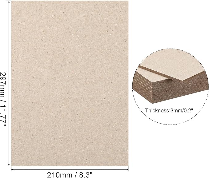 PATIKIL 12x8x0.12" Chipboard Sheets, 20Pcs 120PT Thick Book Board Binders Board Sturdy Bookbinding Supplies for Book Binding Cover, Gray - Image 2