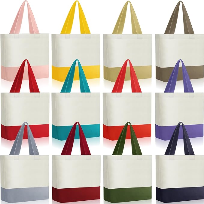 Sanwuta 12 Pcs Mini Canvas Tote Bag Small Sublimation Blank Reusable Grocery Cloth Tote for Women Craft Gift Shopping (Assorted) by Sanwuta