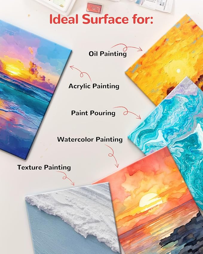 Canvas Boards 60 Pack, 9x12 Inch Painting Canvas Panels White | Blank 100% Cotton Art Supplies for Acrylics Oil Watercolor Tempera Paints - Image 6