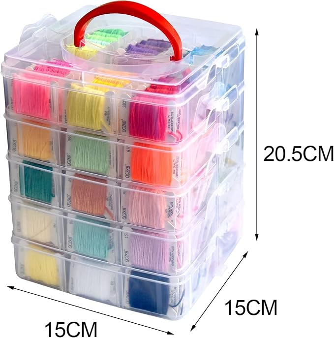 301 Embroidery Floss Set Including Cross Stitch Threads Friendship Bracelet String with 5-Tier Transparent Box, Floss Bobbins and Cross Stitch Kits - Image 2