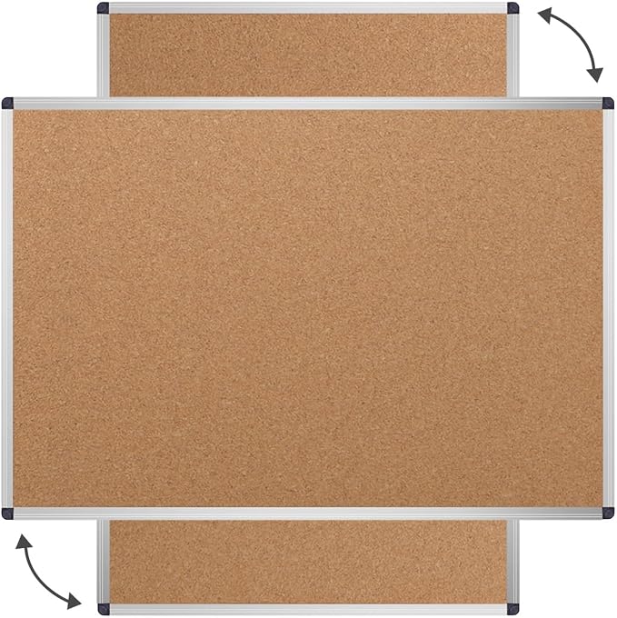 VIZ-PRO Cork Notice Board, 48 X 24 Inches, 3 Pack, Silver Aluminium Frame - Image 3