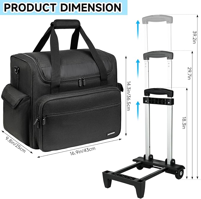 Rolling Craft Bag, Large Craft Bag with Wheels for Scrapbook Supplies | Scrapbook Tote with 15.6'' Laptop Sleeve, Rolling Art Supply Storage for Scrapbooking Tools, Black (Bag Only) - Image 6