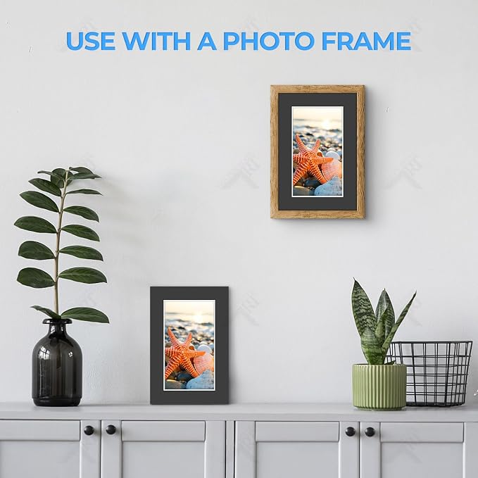 Golden State Art 5 Pack Black Mat 4x6 for 3x5 Photo Matte+Backings+Bags | Acid-Free,4-Ply Thick,Pre-Cut Kit Mattes,White Core,Bevel Cut,For Photos, Pictures,Artwork, Poster or Print Display - Image 7