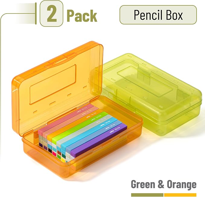 Mr. Pen- Plastic Pencil Case Box, 2 Pack, Large Crayon Marker Pen Organizer | Plastic Bead Organizing Container with Snap-Tight Lids, Clear Craft Storage Boxes, School Supplies - Image 2