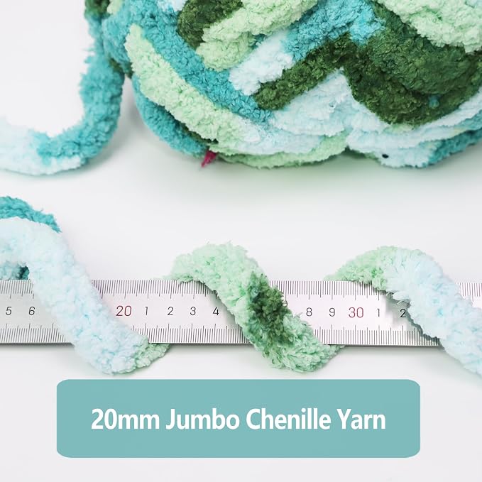 8 Pack Giant Chunky Yarn for Crocheting/Hand Knitting, Blanket Extra Thick Yarn, Mint, Teal, Green Super Bulky Large Soft Fluffy Plush Fuzzy Thick Chenille Yarn-1 Pack of 226g/7.97oz-Green Gradient - Image 4