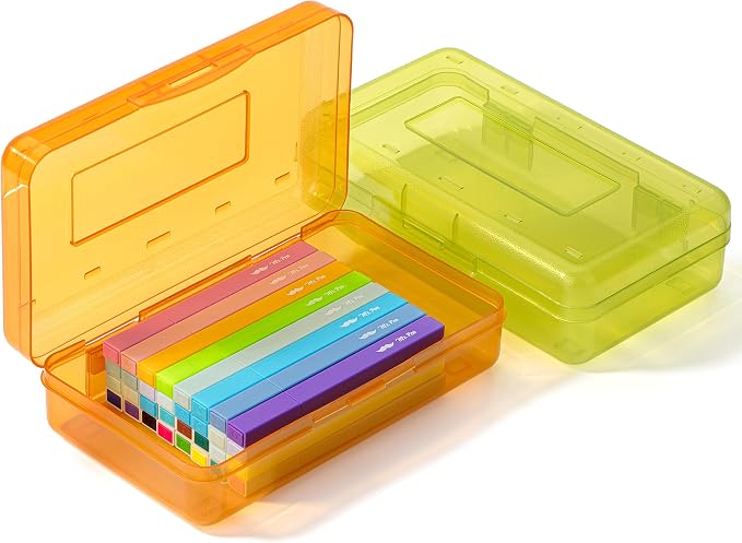 Mr. Pen- Plastic Pencil Case Box, 2 Pack, Large Crayon Marker Pen Organizer | Plastic Bead Organizing Container with Snap-Tight Lids, Clear Craft Storage Boxes, School Supplies by MrPen