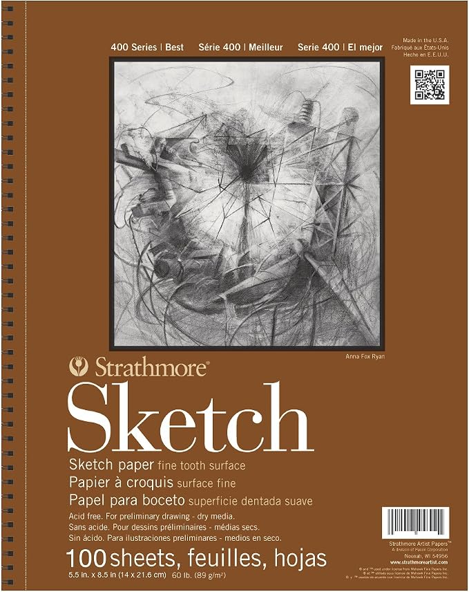 Strathmore 400 Series Sketch Pad, 5.5x8.5 inch, 100 Sheets - Artist Sketchbook for Drawing, Illustration, Art Class Students by StrathmorePaper