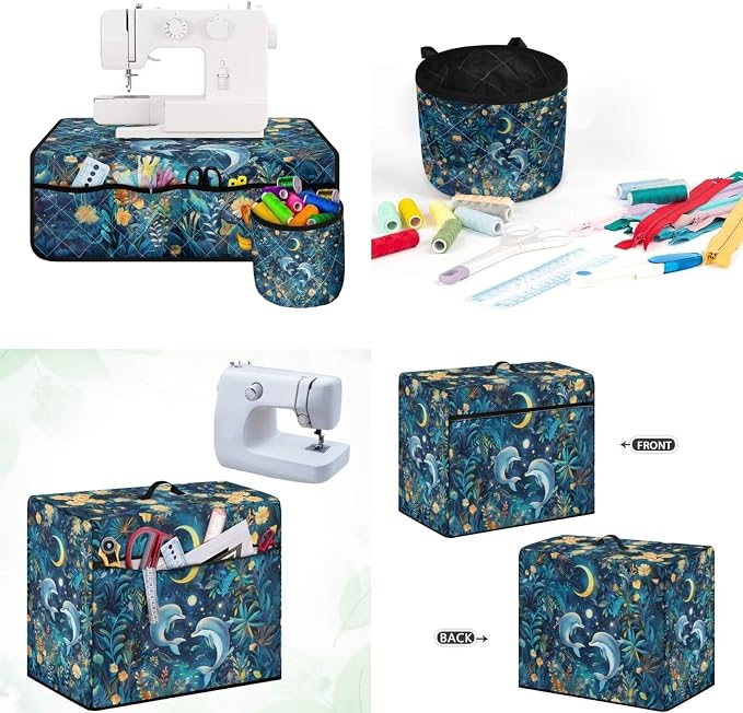 Whale Moon Sewing Machine Dust Cover & Mats for Table With Pockets - Pad to Reduce Vibration, Noise, Movement - Anti-Dust Cover for Sewing - Image 2