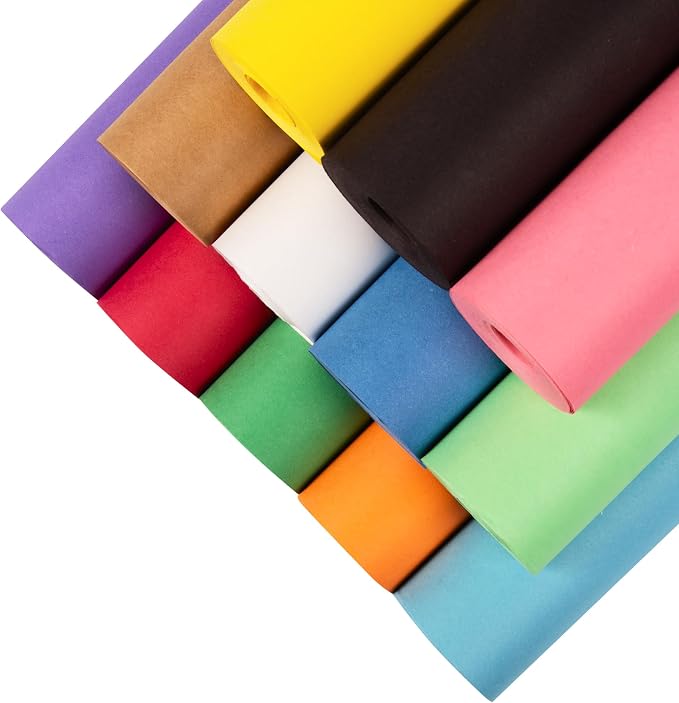 Multi-Color Construction Paper Set 36" x 100 ft – 12 Colors, Made in USA – Bulletin Board Paper for Classrooms, School & Arts Crafts | Bulletin Board Paper for Classroom, School Projects, Arts & Crafts, DIY Decorations, Kids Gift & Flower Wrapping by Paclord