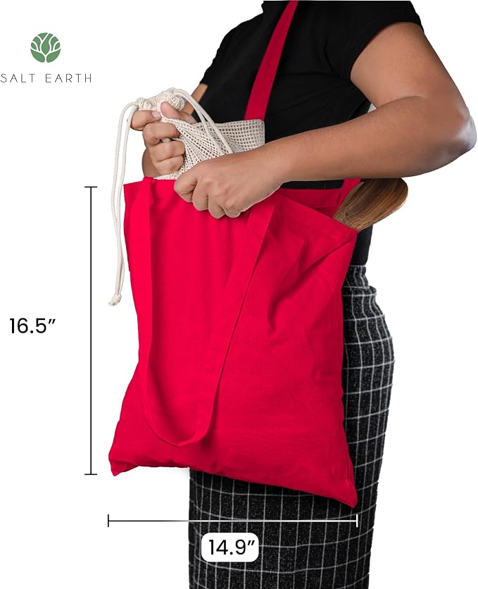 Salt Earth 5|6|12|24|48|100|200 Pack ToteBags Bulk Reusable Totes Grocery Shopping Cloth Bags DIY Promotion Gift Beach Travel - Image 5