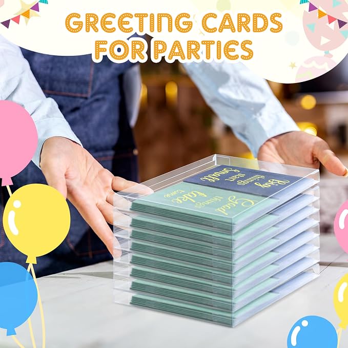Sintuff 100 Pcs Clear Card Box Greeting Card Storage Boxes Clear Plastic picture display for Greeting Cards 5.39 x 7.36 x 1 Inches Photo Storage Box Rectangle Small Boxes for Favors - Image 4