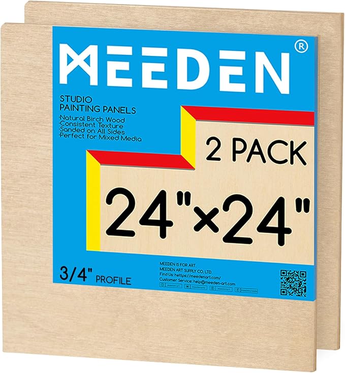 MEEDEN Unfinished Wood Canvas Board: 3/4” Deep 24x24” Wooden Canvas Panel Pack of 2 - Blank Cradled Wood Art Board for Painting by MEEDEN