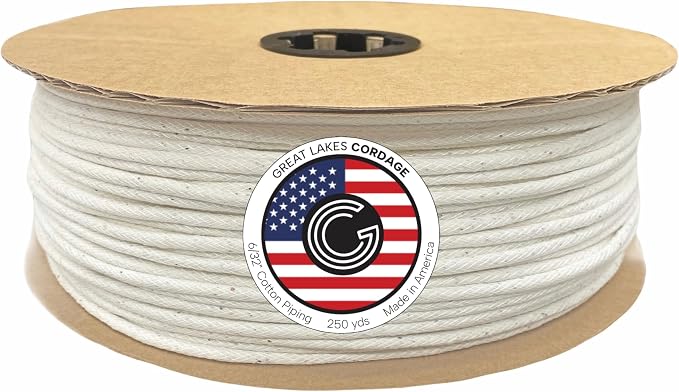6/32" (3/16") Cotton Piping Cord, Size 1 (250 yds) by GreatLakesCordage