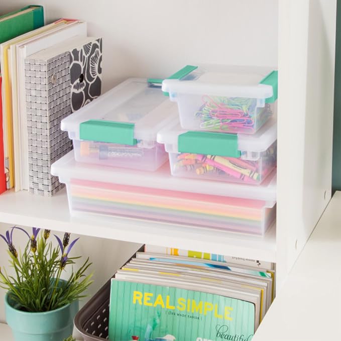 Sterilite Clip Box, Stackable Clear Plastic Bins- Large, 6-Pack | Storage Containers with Latching Lids for Writing, Arts or Crafts Supplies - Home, Office, Classroom & Workshop Organization - Image 9