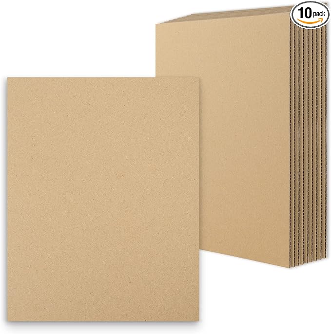 Golden State Art 10 Pack 11x14 Corrugated Cardboard Sheet 1/8" Flat Inserts | Flat Layer Pads, Corrugated Card Board Inserts For Packing, Mailing or DIY Art Crafts, Box Dividers (Brown) by GoldenStateArt