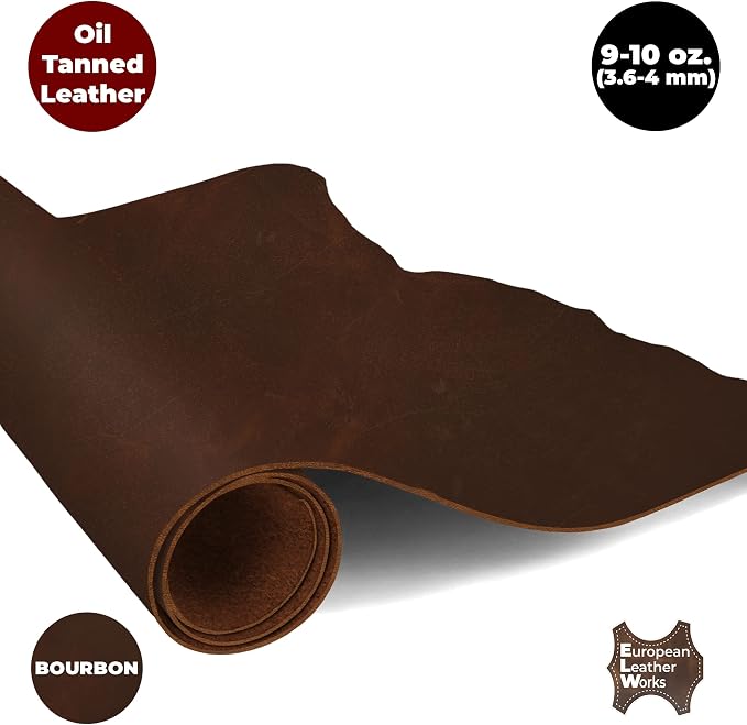 ELW Cowhide Bourbon Brown Leather 9-10 oz (3.6-4mm) Thickness Pre-Cut Calf Hide Full Grain Leather for Tooling, Holsters, Sheath, Carving, Embossing, Stamping - Image 6