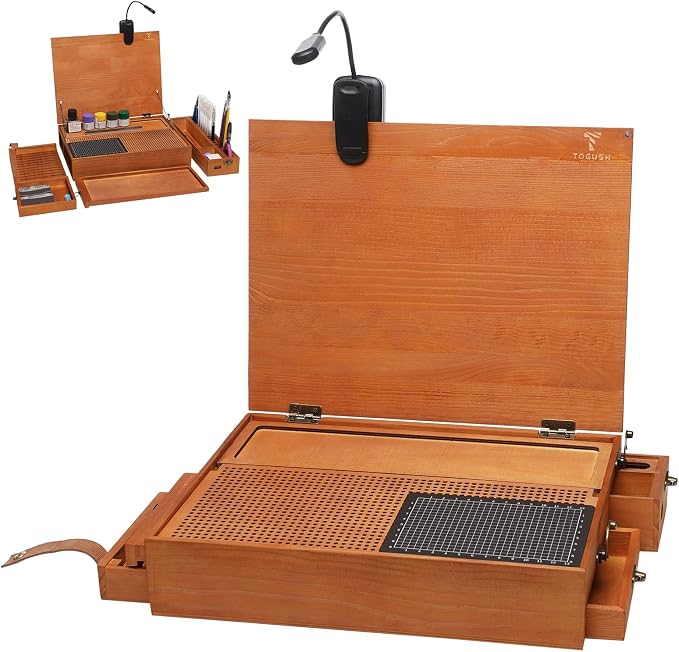 Model Building Station, Portable Hobby Workbench with Tool Storage | Solid wood hobby station with dust collection, cutting mat, tool holders for model, miniatures & scale model assembly by TTOGUSH