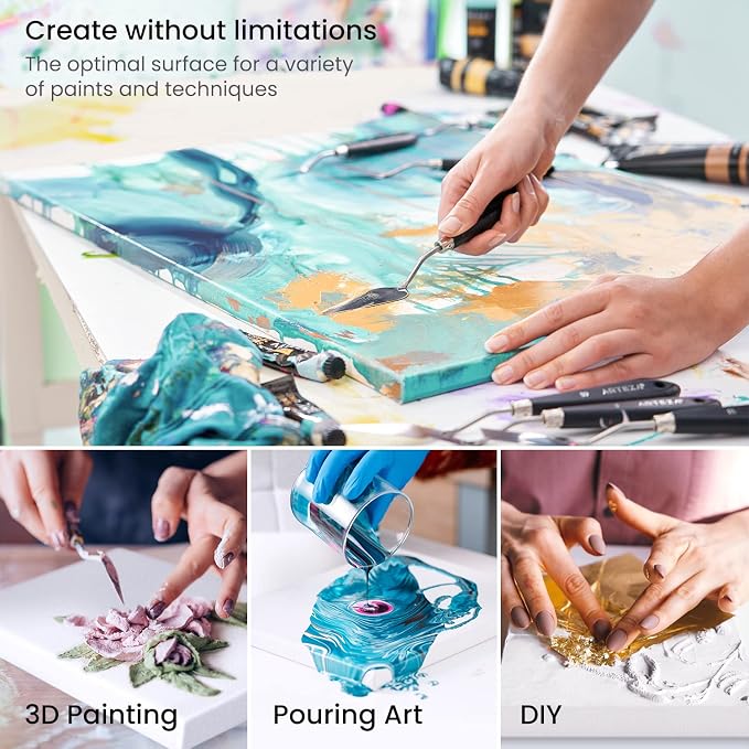 ARTEZA Stretched Canvas, 30 x 40 Inches, Pack of 2, Blank White Large Canvas for Painting for Acrylic, Oil and Gouache Paints - Image 5