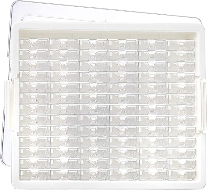 Elizabeth Ward Bead Storage Solutions Plastic Storage Tray and Bead Organizer with 78 Containers of Various Sizes, Tray, and Lid for Beads, Clear | Bead Organizing Bin with Tray, Lid and 78 Variable Sized Containers by Bead+Storage+Solutions