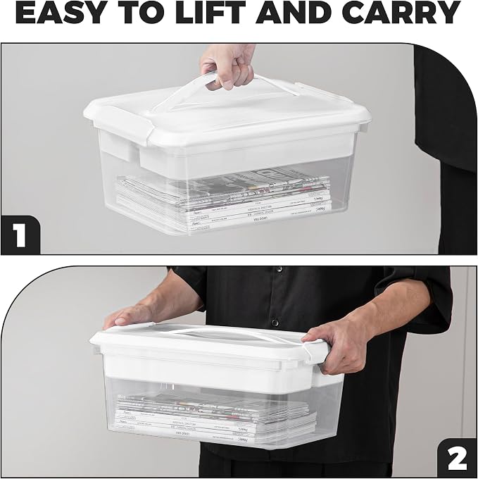 CraftGenes 20 QT Clear Craft Box Organizer with Removable Tray, 1-Pack | White latching lid, four-compartment tray, carry handle, craft storage for art supplies, modeling clay, sewing and puzzles - Image 4