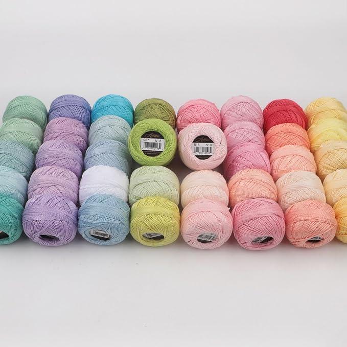 40 Colors Size 8 Double Mercerized Egyptian Long Staple Cotton Pearl Thread 5 Grams Ball Rainbow Color Embroidery Thread for Crochet Hardanger Cross Stitch Hand Embroidery (40E) - Image 3