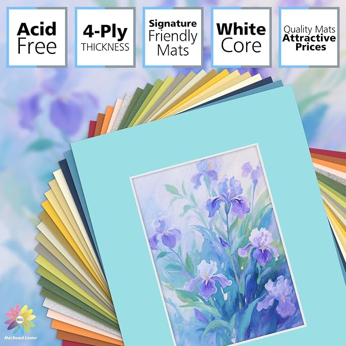 Mat Board Center 20 Pack 8x10 Picture Mat for 5x7 Photo Mixed Color | Fits 5x7, White Core, Acid Free, 4-Ply Thick, Photo, Art, Poster or Print Display - Image 2