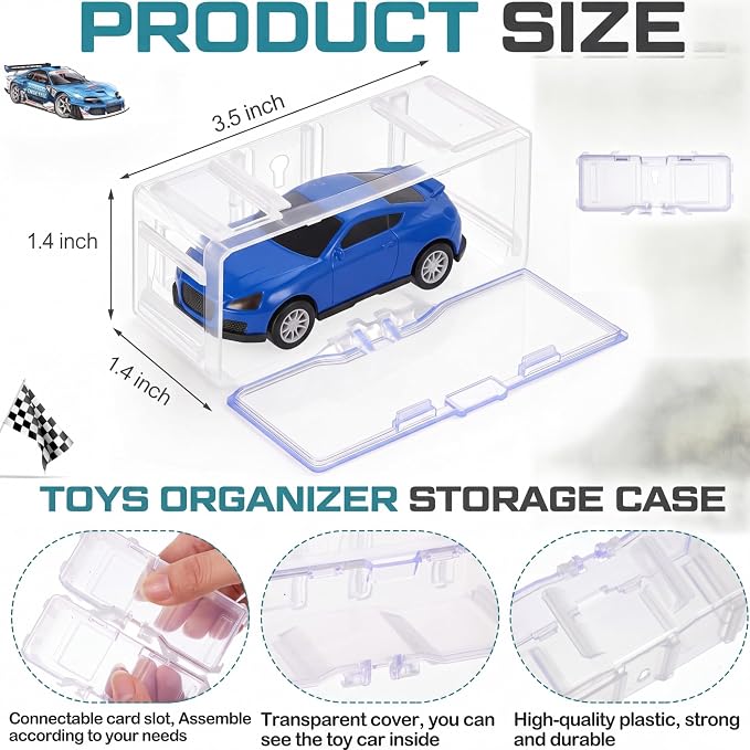 Marsui 1/64 Scale Toy Cars Organizer Storage Case Clear Individual Toy Car Display Case1.4 x 1.4 x 3.5 Inches (White,144 Pcs) - Image 2
