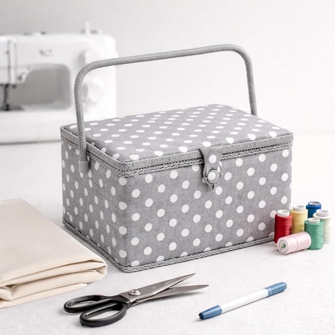 Hobby Gift Large Sewing Box Craft Storage Box with Handle Internal Accessories Tray Pin Cushion and Pocket for Sewing Knitting and Hobby Supplies - Image 7