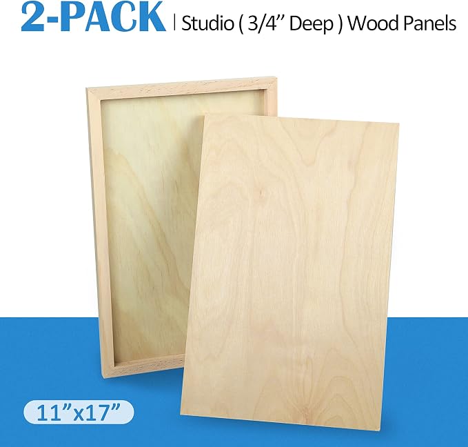 2 Pack 11x17 Unfinished Birch Wood Panels Kit for Painting | Studio 3/4’’ Deep Wood Canvas, Cradle Boards for Acrylic Pouring, Art, Crafts, Epoxy Resin, Laser Engraving Cutting - Image 7