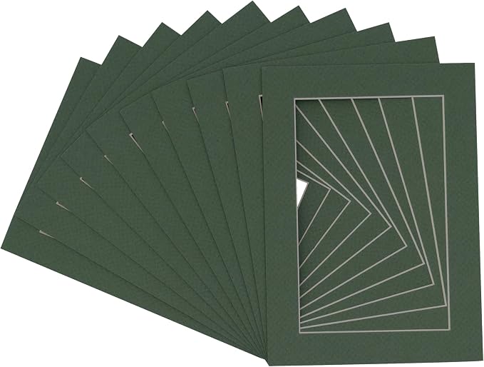 11x14 Mat for 12x18 Frame - Precut Mat Board Acid-Free Show Kit with Backing Board, and Clear Bags Hunter Green 11x14 Photo Matte For a 12x18 Picture Frame Matboard for Framing, Pack of 10 Mats - Image 3