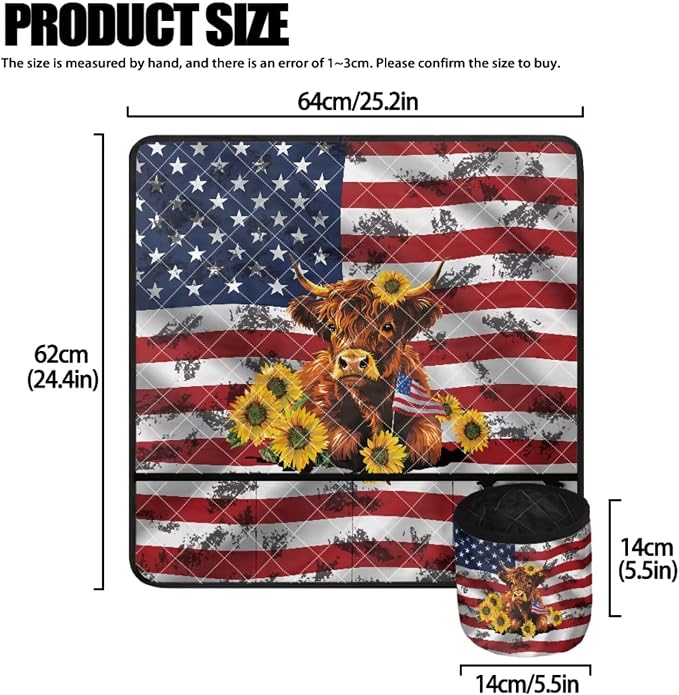 Cow American Flag Sewing Machine Dust Cover & Mat with Pockets for Sewing Accessories Muffling Mat Reduce Vibration Movement Home Decor - Image 4