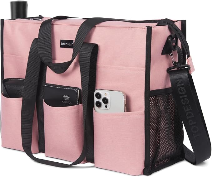 TOPDesign Utility Water Resistant Tote Bag with 22 Pockets, Top Zipper Closure & Thick Bottom Support, for Working Women - Image 2